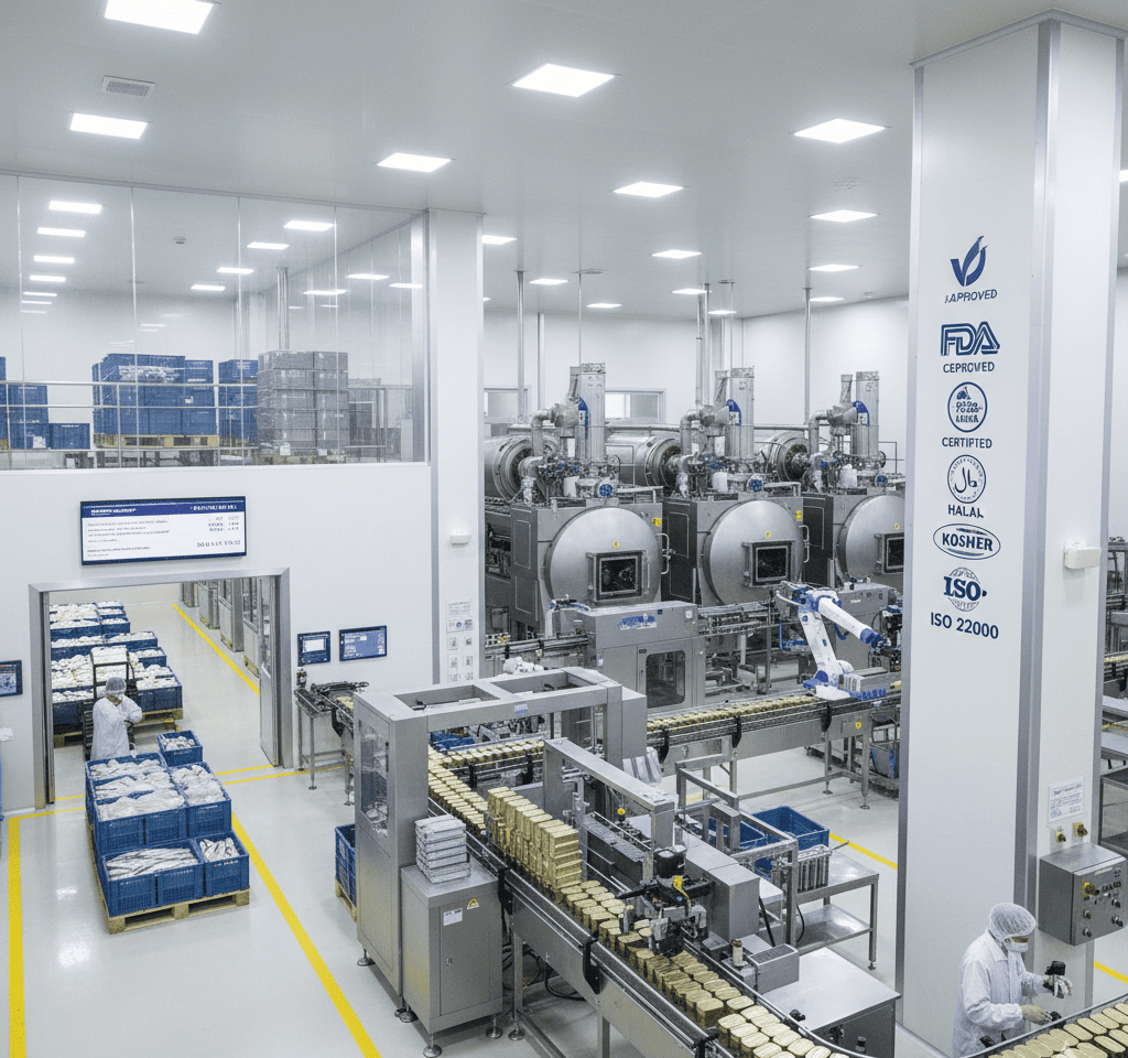 Large-Scale Canned Fish Manufacturing Factory